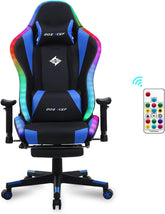 RGB Gaming Chair with Massage and Footrest Large Ergonomic Computer Desk Chair Video Gaming Chair with LED Light Effect Adjustable Reclining Gamer Chair